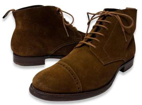 【名門】CROCKETT&JONES SHANNON キャップトゥ・スエードブーツ 8D ダークブラウン