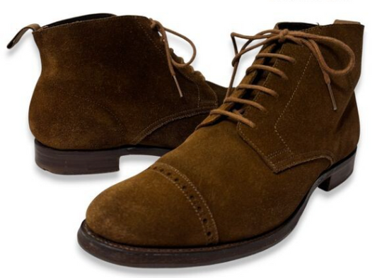【名門】CROCKETT&JONES SHANNON キャップトゥ・スエードブーツ 8D ダークブラウン