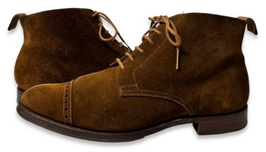 【名門】CROCKETT&JONES SHANNON キャップトゥ・スエードブーツ 8D ダークブラウン